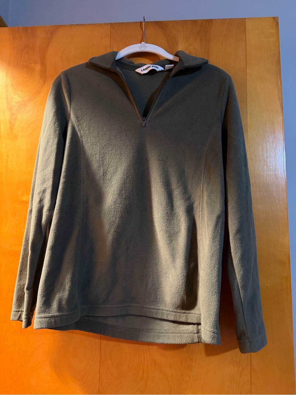 Lands' End Woman’s Olive Green Quarter-Zip Pullover fleece